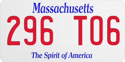 MA license plate 296TO6