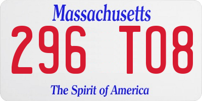 MA license plate 296TO8