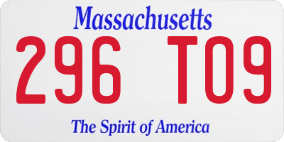 MA license plate 296TO9