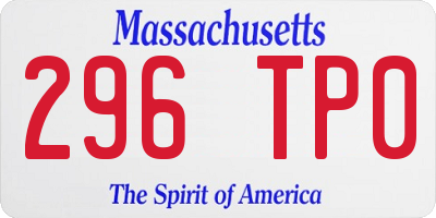 MA license plate 296TP0