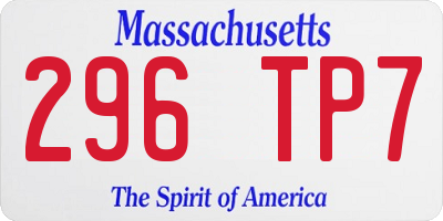 MA license plate 296TP7