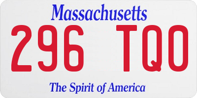 MA license plate 296TQ0