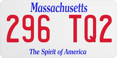 MA license plate 296TQ2