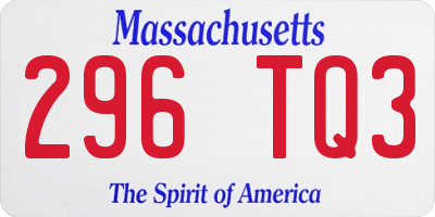 MA license plate 296TQ3