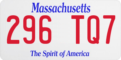 MA license plate 296TQ7