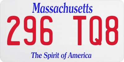 MA license plate 296TQ8