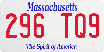 MA license plate 296TQ9