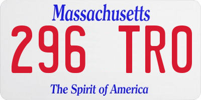 MA license plate 296TR0