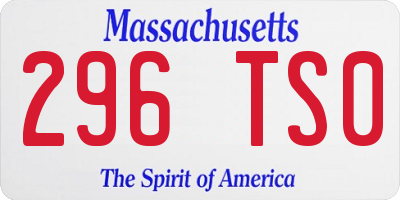 MA license plate 296TS0