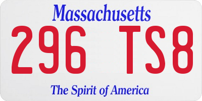 MA license plate 296TS8