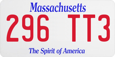 MA license plate 296TT3