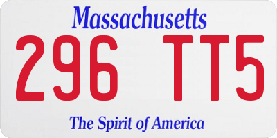 MA license plate 296TT5