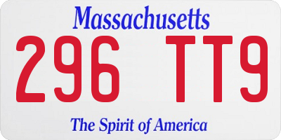 MA license plate 296TT9