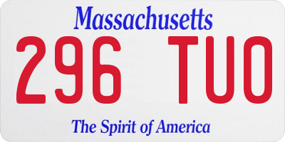 MA license plate 296TU0