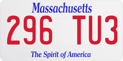 MA license plate 296TU3
