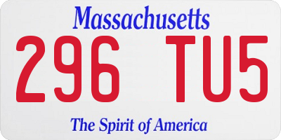 MA license plate 296TU5