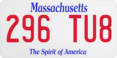 MA license plate 296TU8