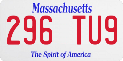 MA license plate 296TU9