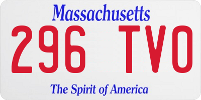 MA license plate 296TV0