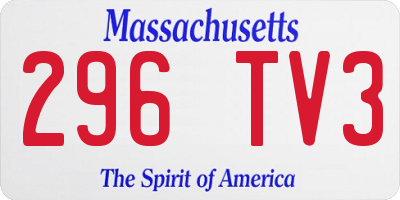 MA license plate 296TV3
