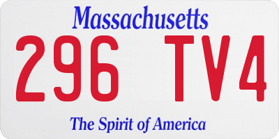 MA license plate 296TV4