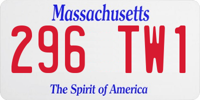 MA license plate 296TW1