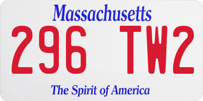 MA license plate 296TW2