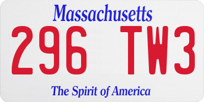 MA license plate 296TW3