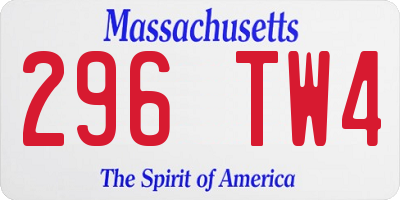 MA license plate 296TW4