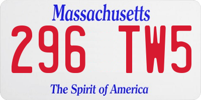 MA license plate 296TW5