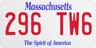 MA license plate 296TW6