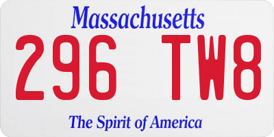 MA license plate 296TW8