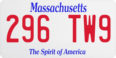 MA license plate 296TW9
