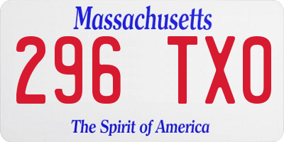 MA license plate 296TX0