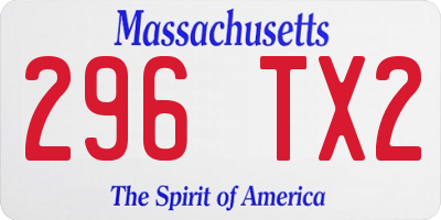 MA license plate 296TX2