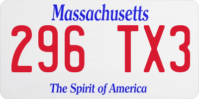 MA license plate 296TX3