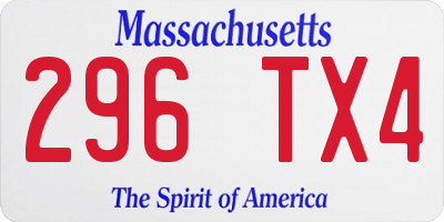 MA license plate 296TX4