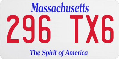 MA license plate 296TX6