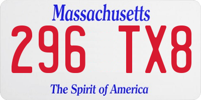 MA license plate 296TX8