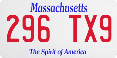 MA license plate 296TX9