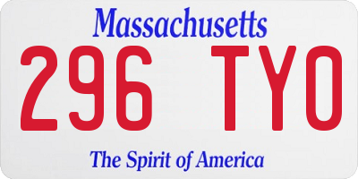 MA license plate 296TY0