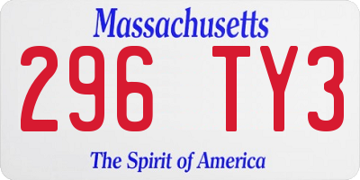 MA license plate 296TY3