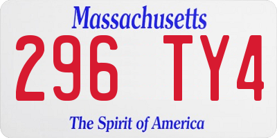 MA license plate 296TY4