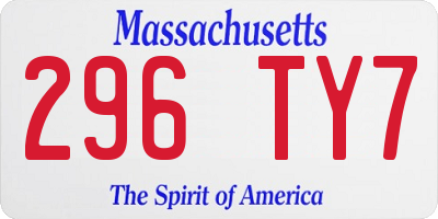 MA license plate 296TY7