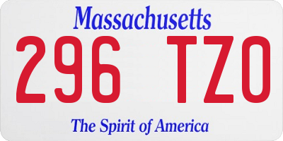 MA license plate 296TZ0