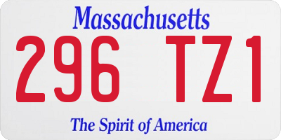 MA license plate 296TZ1