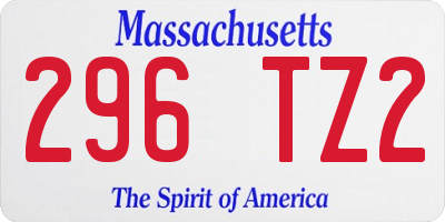 MA license plate 296TZ2