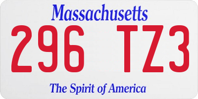 MA license plate 296TZ3