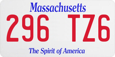 MA license plate 296TZ6