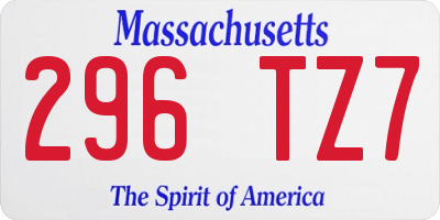MA license plate 296TZ7